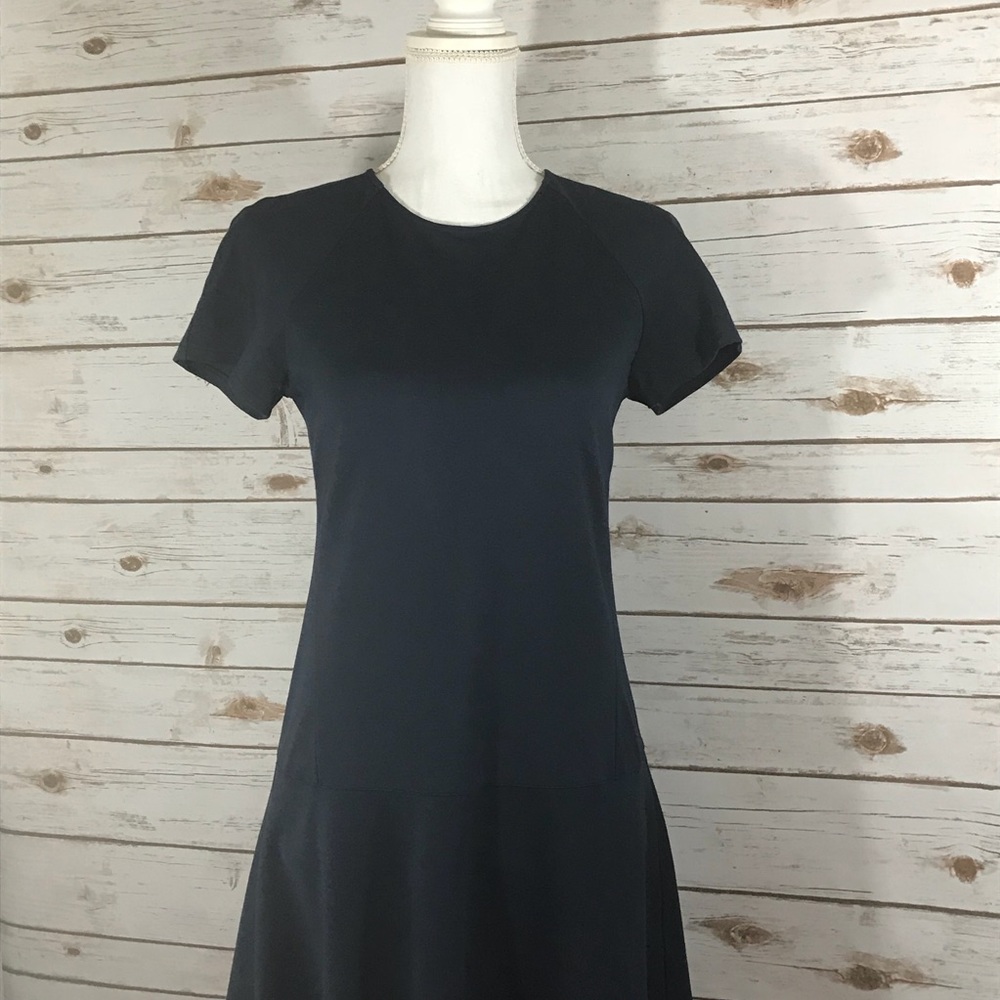 Uniqlo Navy Drop Waist Ponte Flare Dress